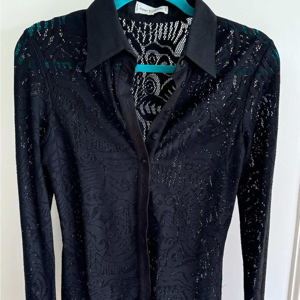 Anne Fontaine stretch lace blouse in black size 40. Excellent condition